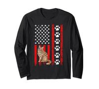 Norwegian Forest Cat 4th of July Patriotic American Flag Manga Larga