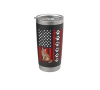 Norwegian Forest Cat 4th of July Patriotic American Flag Vaso térmico de acero inoxidable de doble pared