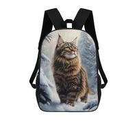 Norwegian Forest Cat in Winter Mochilas Impresas En 3D Para Niños 17inch Mochilas De Moda Informales Para El Día A Día, Bolsas De Viaje, Mochilas Informales Para Exteriores Para Niños Y Niñas