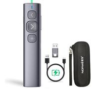 Norwii N95 Mando para presentaciones Bluetooth con receptor 2 en 1, mando para PowerPoint, recargable para presentaciones, inalámbrico de largo alcance para iPad/Mac (Verde, BLE&USB-AC)