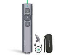 Norwii N95 Presentador con Receptor 2 en 1, PowerPoint Clicker para presentaciones a Distancia, Puntero inalámbrico Recargable para presentaciones (Verde, USB-AC)
