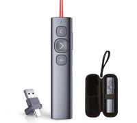 Norwii N95 Pulsador Bluetooth para Presentaciones, Receptor USB-A C, Pulsador PowerPoint Recargable, Mando a Distancia para Presentaciones, Presentador Inalámbrico de Largo Alcance (Rojo, BLE&USB-AC)