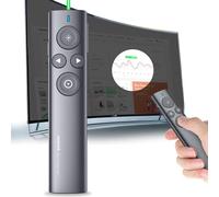 Norwii N95s Pro Presentación Clidker con Puntero Digital para TV LED Pantalla LCD, Luz Verde Presentador Inalámbrico Clicker para Powerpoint Puntero Destacando, 32G Disco USB - 50M