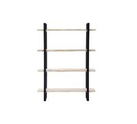 NORYKHOME Estantería Alta 4 estantes Wonder Roble, Acabado Roble Natural y Estructura Metálica Negra, 120cm Ancho x 180cm Alto x 35cm Fondo