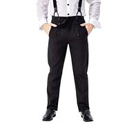 NoryNick Pantalones medievales Steampunk para hombre, pantalones clásicos victorianos de cintura alta, monos retro, disfraces de carnaval de Halloween, Negro, S