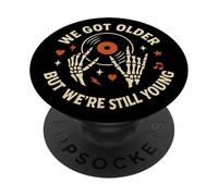 Nos hicimos Mayores Pero todavía jóvenes Esqueleto Amante de la música Elder EMO PopSockets PopGrip Adhesivo