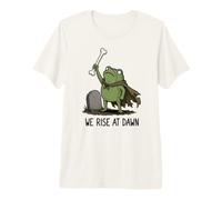 Nos levantamos al Amanecer Temporada Espeluznante Rana Meme Zombie Halloween Camiseta Premium