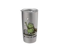 Nos levantamos al amanecer Temporada espeluznante Rana Meme Zombie Halloween Vaso térmico de acero inoxidable de doble pared