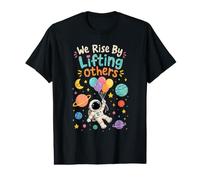 Nos levantamos levantando a Otros Astronauta Colorido Inspirador Camiseta gráfica económica