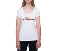 Nos Vemos El Próximo Martes Camiseta De Manga Corta Blanca con Cuello Redondo para Mujer T-Shirt Short Sleeve White Crewneck tee For Women