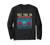 Nos vemos en Brooklyn Retro Boombox Music City Design Manga Larga