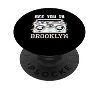 Nos vemos en Brooklyn Retro Boombox Music City Design PopSockets PopGrip Adhesivo