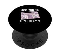 Nos vemos en Brooklyn Retro Boombox Music City Design PopSockets PopGrip Adhesivo