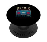 Nos vemos en Brooklyn Retro Boombox Music City Design PopSockets PopGrip Adhesivo