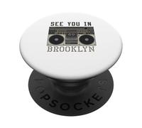 Nos vemos en Brooklyn Retro Boombox Music City Design PopSockets PopGrip Adhesivo
