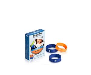 Nosakit Pulseras Repelentes Anti Mosquitos. Azul y Naranja - 3 Unidades