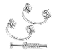 Nose Hoop - Nose Rings | Stainless SteelNôse Piercing Jewelry Earring Hoop | Double Gem Horse Shoe Nose Ring Hoop for Lip Ear Helix Septum Daily Travel Party Dating Wedding Prom