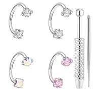 Nose Hoop - Nose Rings | Stainless SteelNôse Piercing Jewelry Earring Hoop | Double Gem Horse Shoe Nose Ring Hoop for Lip Ear Helix Septum Daily Travel Party Dating Wedding Prom