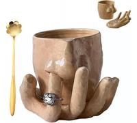 Nose Picking Ceramic Cup, Creative Personality Funny Storage Cups and Hand Holder, Ring Trinkets Cosmetic Tray, Multifunctiona Art Coffee Mug for Home Office Desk Decoration