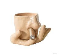 Nose Picking Ceramic Cup with Ring Trinkets Jewelry Tray, Multifunctional Handmade Funny Noses Mugs and Pen Cosmetic Brush Barrel Rack Teasing Friends Gifts for Home & Office