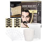 Nose Wax Kit,Quita Pelos de Nariz Seguro y Fácil,100g de Cera Nariz, 20 Aplicadores,10 Recipientes y 10 Plantillas de Bigote,Nasal Waxing Segura Rápida Indolora para Hombres/Mujeres