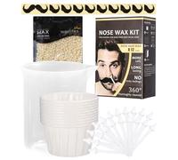 Nose Wax Kit,Quita Pelos de Nariz Seguro y Fácil,100g de Cera Nariz, 20 Aplicadores,10 Recipientes y 10 Plantillas de Bigote,Nasal Waxing Segura Rápida Indolora para Hombres/Mujeres