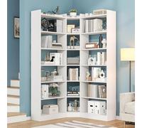 Nosepen Estantería esquinera de 70.8 pulgadas de alto y 7 niveles, estantería grande Etagere con deflector, estantería industrial en forma de L para dormitorio, oficina en casa, sala de estar, color