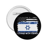 Nosotros estoy de pie con los pines de botón de Israel Pin de la bandera de Israel estadounidense Orar por Israel Botón fuerte Apoyo Insignia redonda de Israel para ropa Bolsa Sombrero