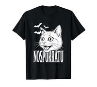Nospurratu Vampurr Gato Espeluznante Vampiro Halloween Ghoul Camiseta gráfica económica, Hombre, Negro, L
