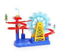 Nosqew Cartoon Ferris Wheel Model Electric Track Slide Car Toy with Light and Sound Effects Ferris Wheel Building Set for Kids Home Decor Gift Red Pink ABS Plastic