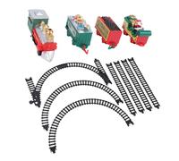 Nosqew Electric Toy Set Holiday Themed Battery Powered Automatic Railway Track Play Set for Kids Boys Girls Christmas Decor Red Green Gold Plastic