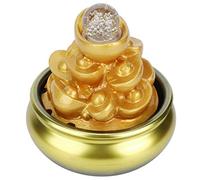 Nosqew Fuente de agua LED de resina innovadora, ornamento de cascada, artesanía de arte para el hogar, oficina, decoración de paisaje, decoración de fuente (lingote de oro enchufe UE 220V)