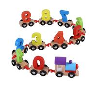 Nosqew Juego de ferrocarril de madera para niños pequeños, bebés, bloques, juguetes de tracción, colores brillantes, números y formas, divertidos niños pequeños, niñas de edad