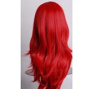 Nosqew Red Long Curly Wig Universal Breathable Soft Comfortable Red Wig with Hair Net for Halloween Christmas Cosplay Party