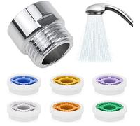 Nosqew Restrictor de cabezal de ducha, limitador de ducha de rosca de 1/2 pulgada, dispositivo de ahorro de agua para cabezal de ducha, reducción de potencia con control ajustable para baño, cocina