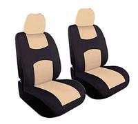 Nosqew Universal Car Seat Covers Breathable Comfortable Protection Against Dirt and Wear for Front Seats Cloth Sponge Material 4 Pieces Set (Beige)