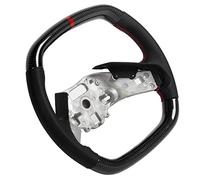 Nosqew Volante de Fibra de Carbono Personalizado, Cuero Perforado de Napa, Parte Plana, Diseño de Carreras, Costuras Rojas, Anillo de las 12 en Punto, Compatible con C8 2020+