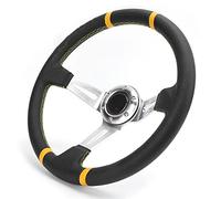 Nosqew Volante Deportivo de Carreras, Costura a Mano, Volante de Plato Profundo de 14 Pulgadas y 35 Cm para Modificación de Automóviles, Marco de Aluminio de PU, Ajuste Universal