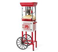 Nostalgia PC25RW oz Popcorn & Concession Cart, 48" Tall, Makes 10 Cups, with Kernel & Oil Measuring Spoons & Scoop, 13" Wheels for Easy Mobility, Red/White