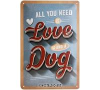 Nostalgic-Art Cartel de Chapa Retro Love Dog - Idea de Regalo para los dueños de Perros, metálico, Diseño Vintage para decoración Pared, 20 x 30 cm