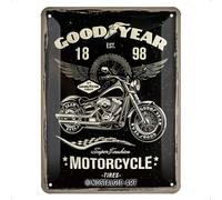Nostalgic-Art 26224 Goodyear - Motocicleta - Idea de Regalo para Fans de Coches y Motos Retro Cartel de Chapa de Metal, decoración Vintage, 15 x 20 cm