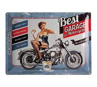 Nostalgic Art Best Garage Blue - Placa Decorativa, Metal, 30 x 40 cm, Multicolor