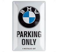 Nostalgic Art BMW Parking Only White Placa Decorativa, Metal, Blanco y Azul, 20 x 30 cm