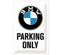 Nostalgic Art BMW Parking Only White Placa Decorativa, Metal, Blanco y Azul, 20 x 30 cm