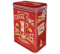 Nostalgic-Art Bote para café retro, 1,3 l, Camp Coffee Time | lata con tapa hermética, diseño vintage, Idea de regalo para amantes del café