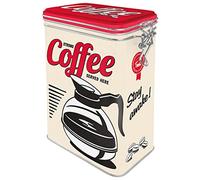 Nostalgic-Art Bote para café retro, 1,3 l, Strong Coffee Served Here | lata con tapa hermética, diseño vintage, Idea de regalo para fans de diners