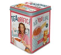 Nostalgic-Art 31301 Tealicious & Tearrific - Recipiente para té (metal, 7,5 x 7,5 x 9,5 cm)
