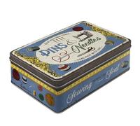 Nostalgic-Art Bote plana retro, 2,5 l, Pins & Needles Sewing Box | lata para galletas, diseño vintage, Idea de regalo para hogar