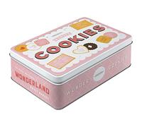 Nostalgic-Art Bote plana retro, 2,5 l, Wonder Cookies | lata para galletas, diseño vintage, Idea de regalo para cocina