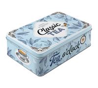Nostalgic-Art Caja de almacenamiento plana retro, 2,5 l, Classic Tea - Idea de regalo para amantes del té, lata metálica con tapa, diseño vintage